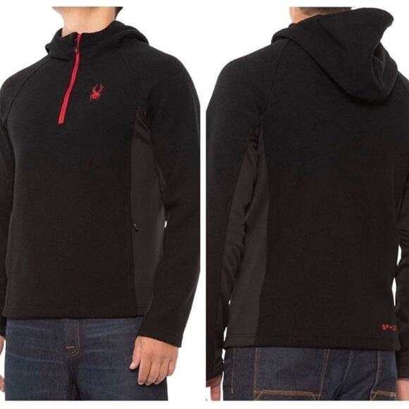 Spyder Men’s Boundless 1/4 Zip Pullover Hoodie Size Large Hooded Casual Athletic - Picture 1 of 13
